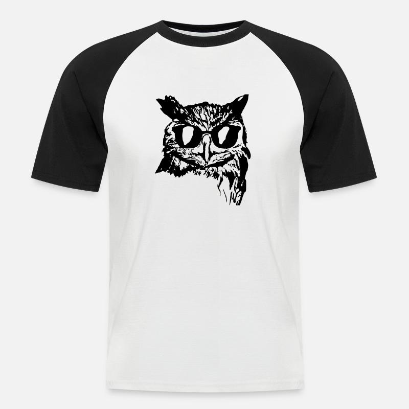 Eule mit Sonnenbrille Schwarz Geschenkidee - Männer Baseball-T-Shirt - Weiß/Schwarz