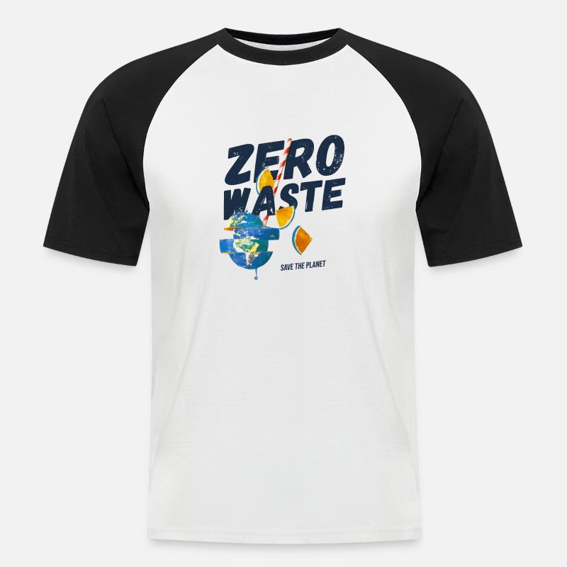 Zero waste, planet B - Männer Baseball-T-Shirt - Weiß/Schwarz
