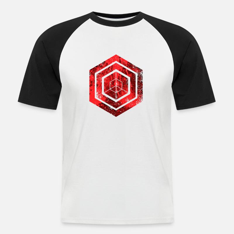 hexagon programming programmer coding geometric - Men's Baseball T-Shirt - white/black