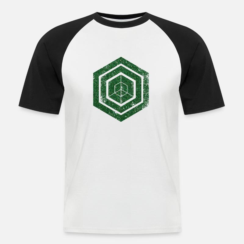 hexagon programming programmer coding geometric - Men's Baseball T-Shirt - white/black