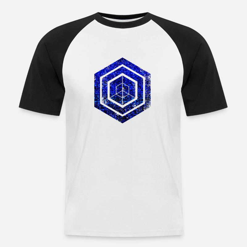 Hexagon-Programmierung Programmierer Codierung geometrisch - Männer Baseball-T-Shirt - Weiß/Schwarz