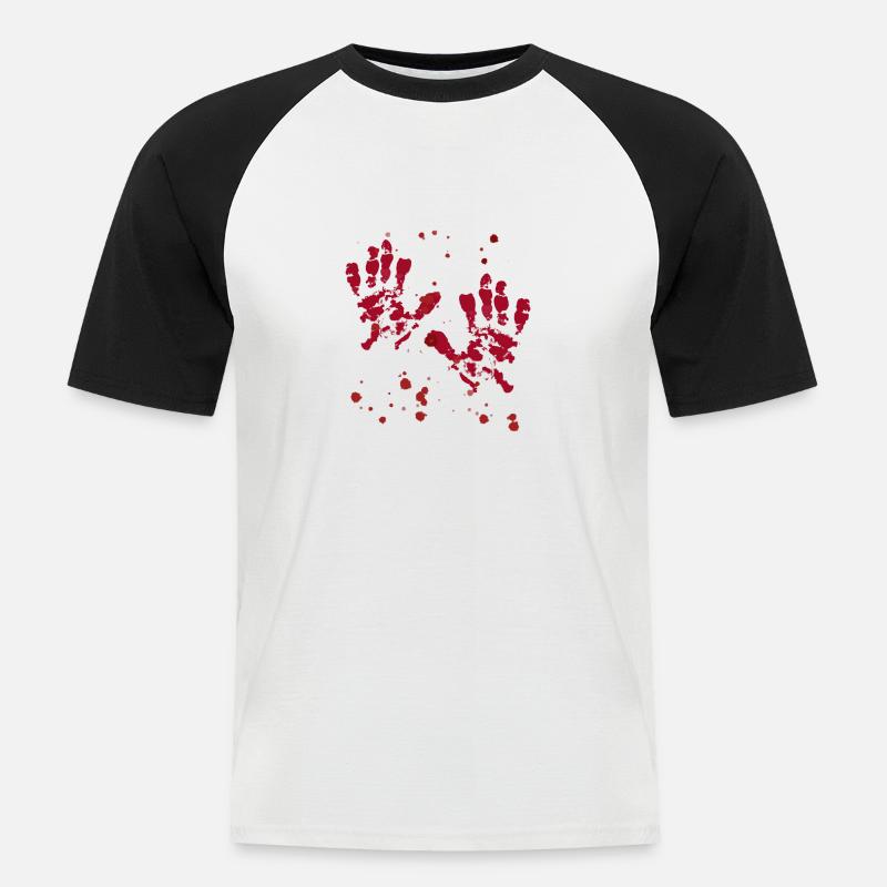 Blut,Hände,blutspritzer,halloween - Männer Baseball-T-Shirt - Weiß/Schwarz