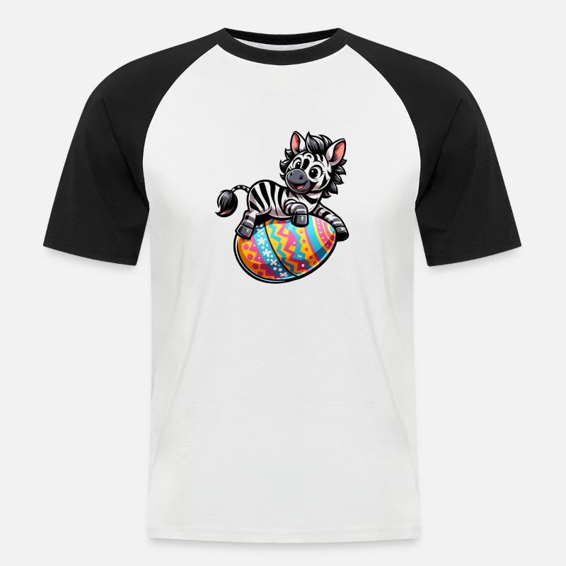 Easter Zebra Easter Egg Comic - Men's Baseball T-Shirt - white/black