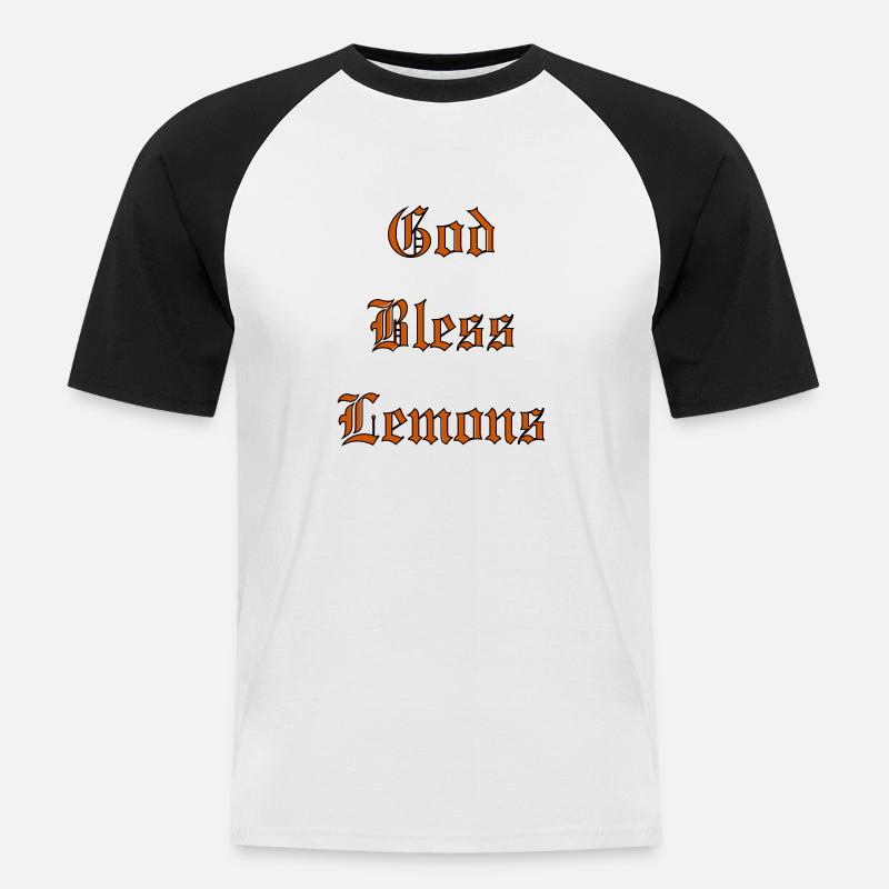 GodBlessLemons - Männer Baseball-T-Shirt - Weiß/Schwarz