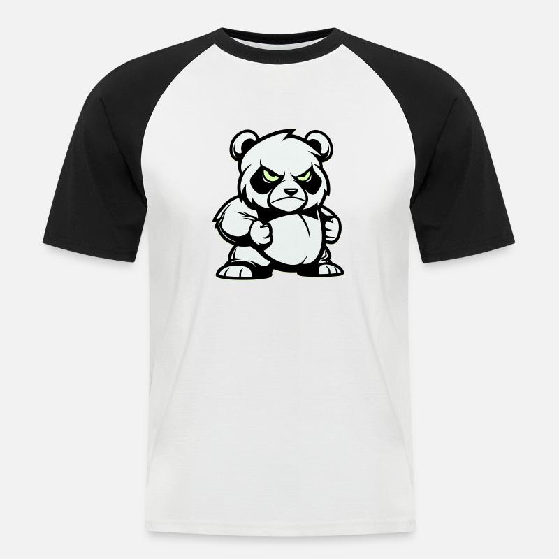 pandabär comic - Männer Baseball-T-Shirt - Weiß/Schwarz