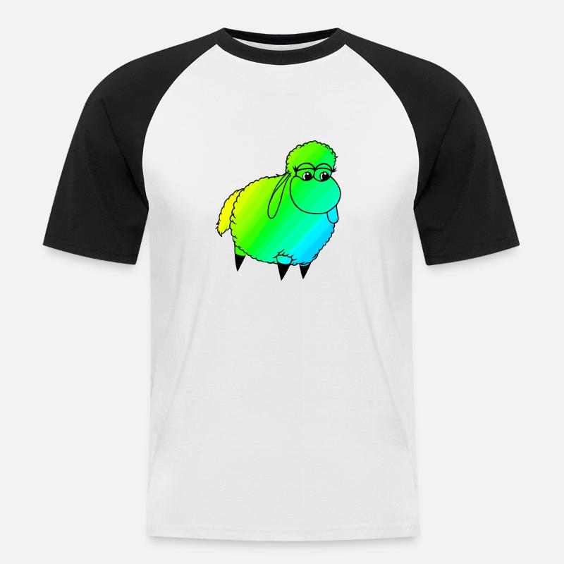 Wolly Sheeeepling Retro wave - Männer Baseball-T-Shirt - Weiß/Schwarz