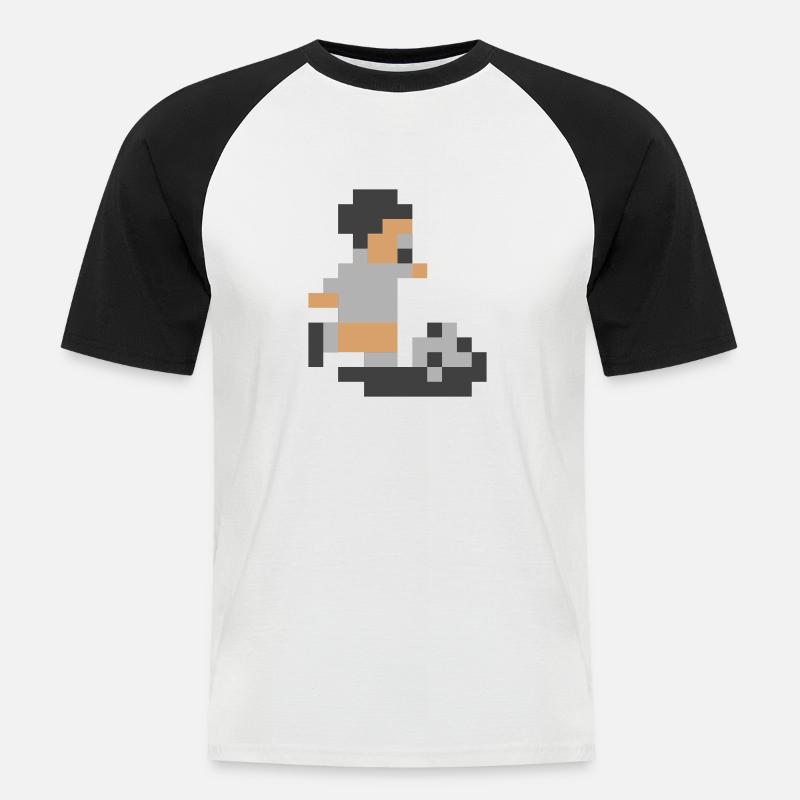 Sensi Pixel Man - Männer Baseball-T-Shirt - Weiß/Schwarz