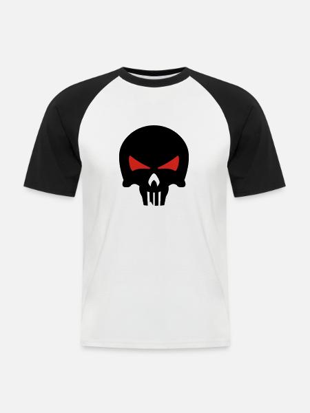 bone head - Männer Baseball-T-Shirt - Weiß/Schwarz