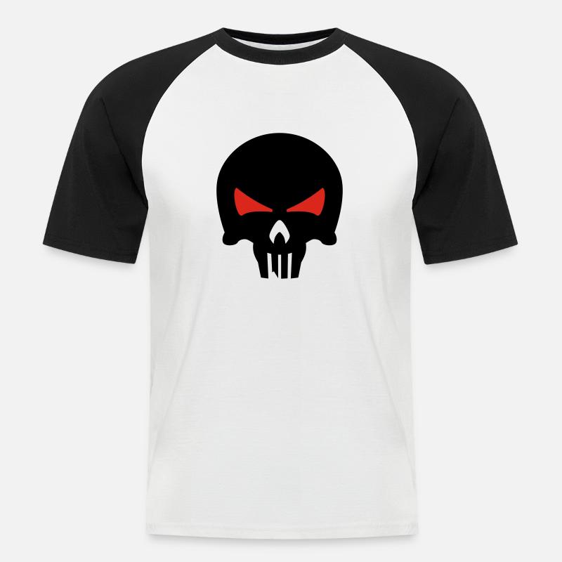 bone head - Männer Baseball-T-Shirt - Weiß/Schwarz
