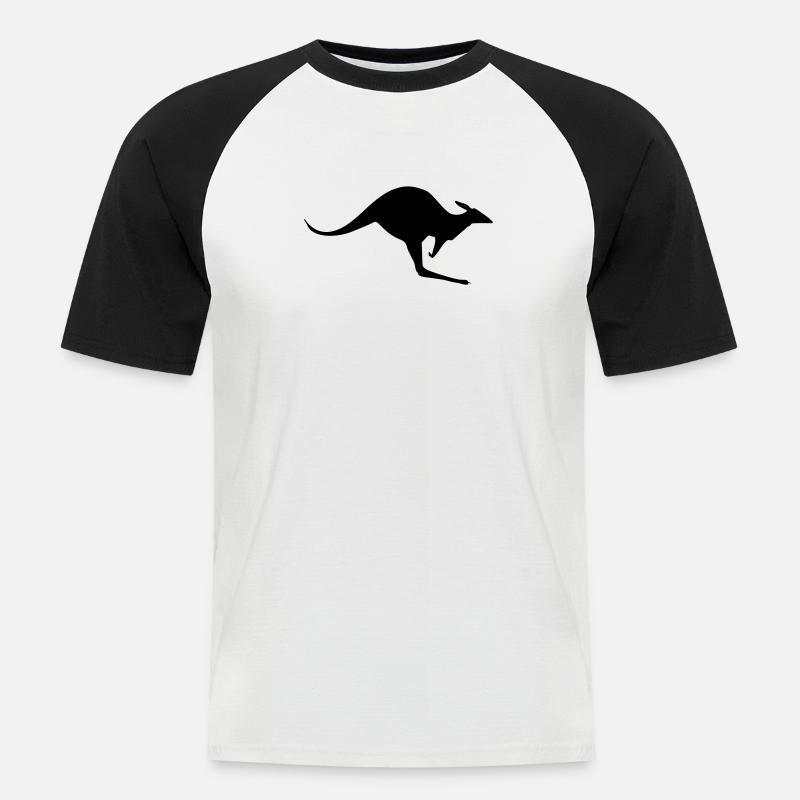Känguru - Männer Baseball-T-Shirt - Weiß/Schwarz