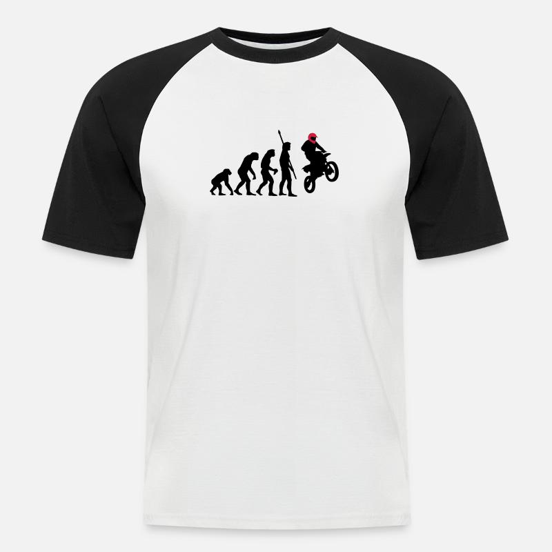 evolution_motorbike_stunt_a_2c - Männer Baseball-T-Shirt - Weiß/Schwarz