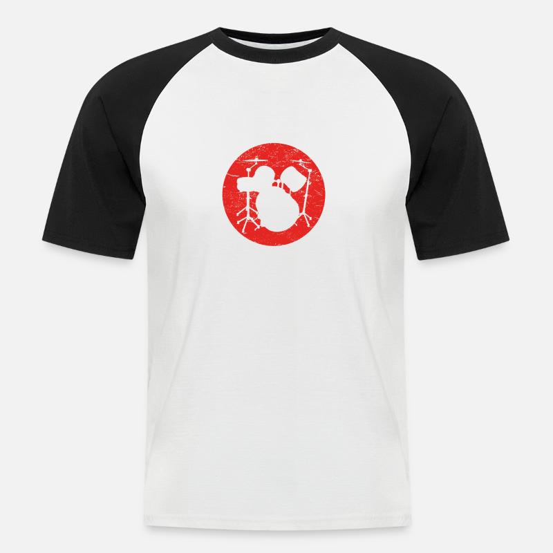 Gift DRUMMER DRUM DRUM - Men's Baseball T-Shirt - white/black