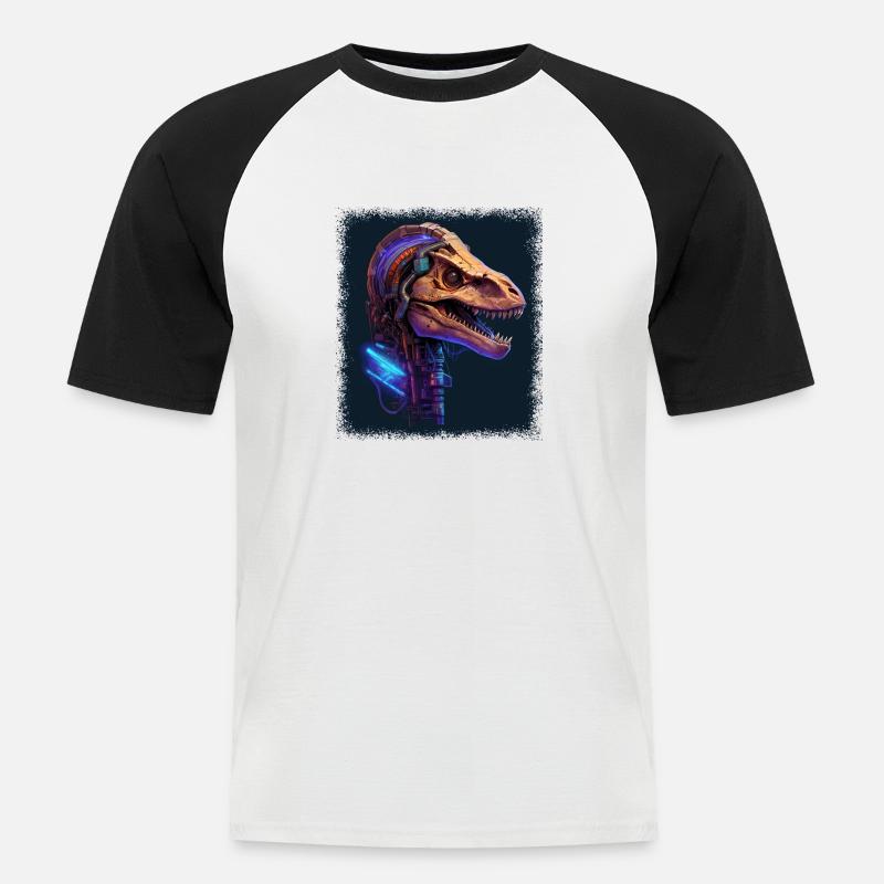 awesome present idea happy brachiosaurus - Männer Baseball-T-Shirt - Weiß/Schwarz