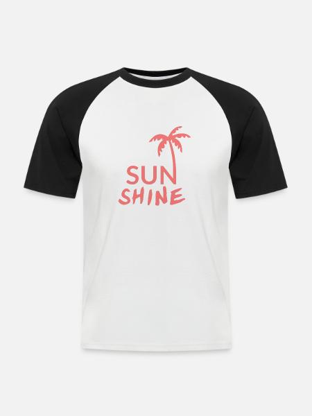 SUN SHINE - Männer Baseball-T-Shirt - Weiß/Schwarz