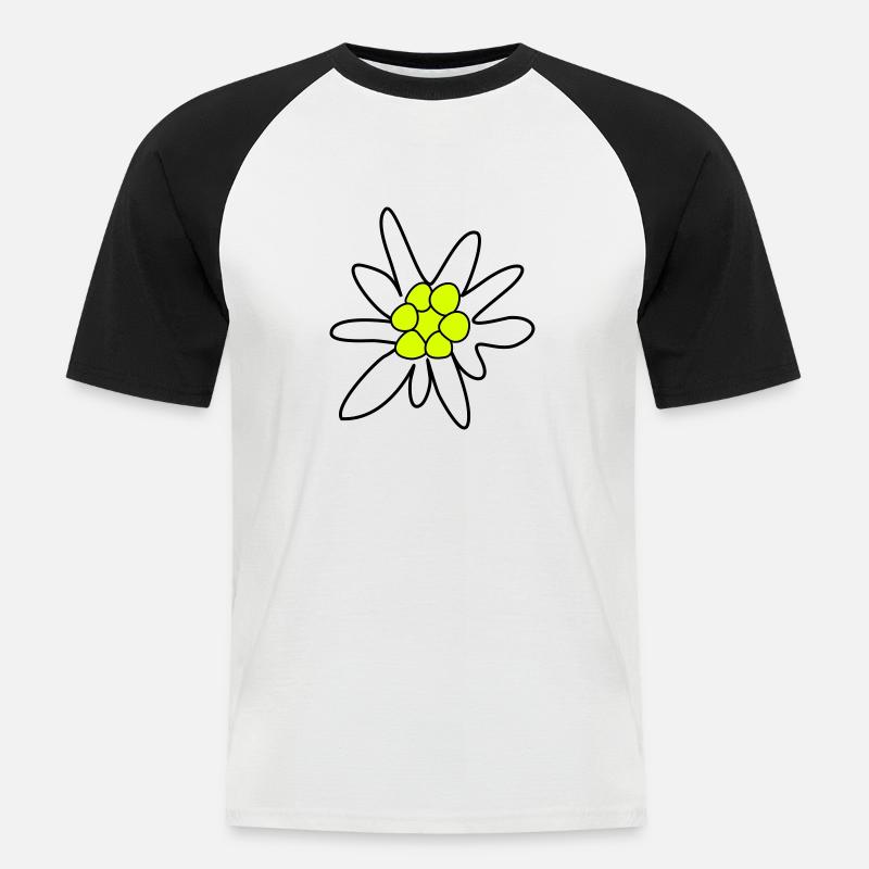 Edelweiss - Männer Baseball-T-Shirt - Weiß/Schwarz