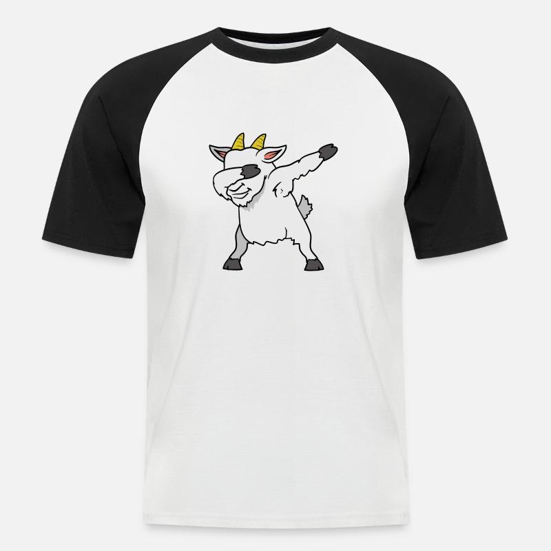 Dabbing Dab Ziege Ziegenbock - Männer Baseball-T-Shirt - Weiß/Schwarz