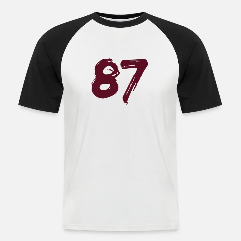 Brushed 87 - Männer Baseball-T-Shirt - Weiß/Schwarz