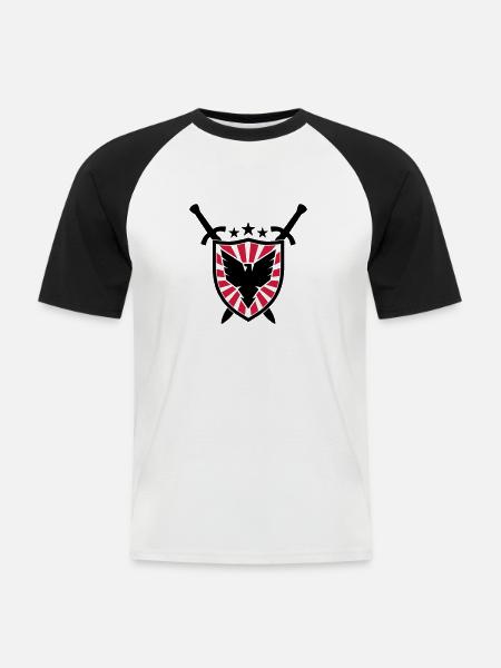Wappen-Schild (Adler) - Männer Baseball-T-Shirt - Weiß/Schwarz