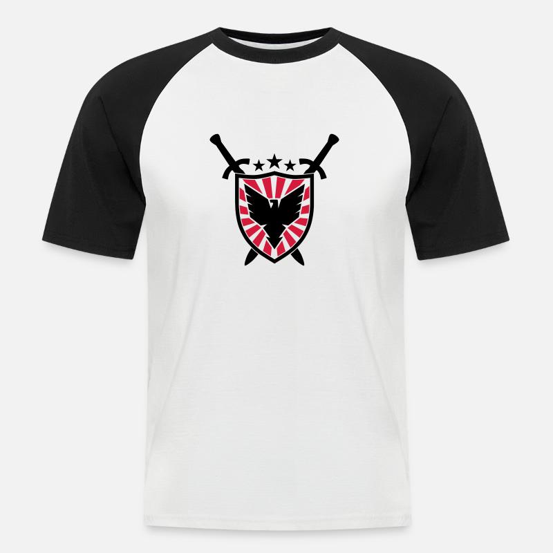 Wappen-Schild (Adler) - Männer Baseball-T-Shirt - Weiß/Schwarz