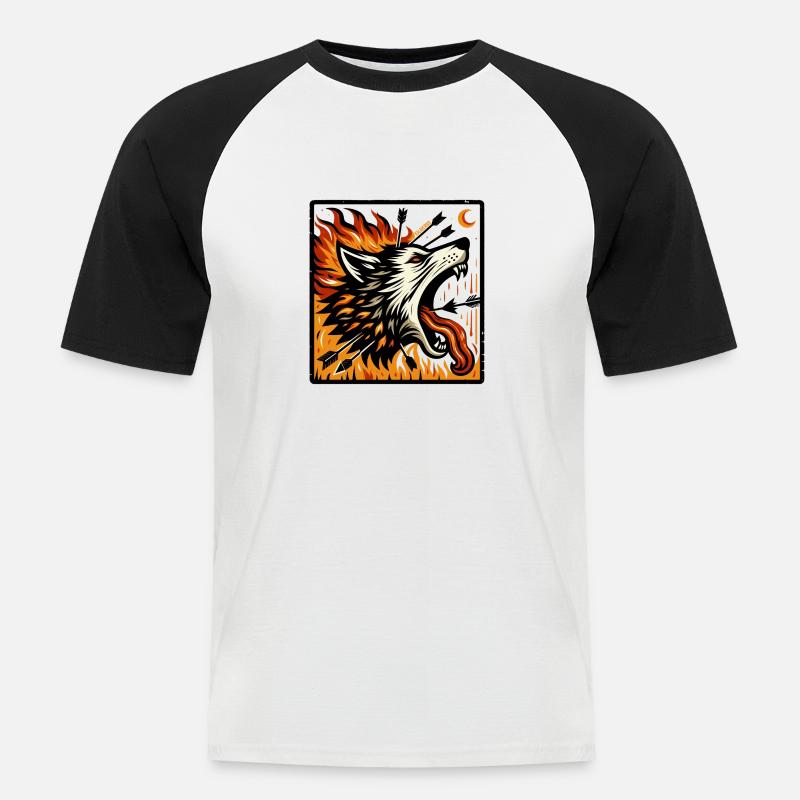 Wolf mit Pfeilen - Männer Baseball-T-Shirt - Weiß/Schwarz