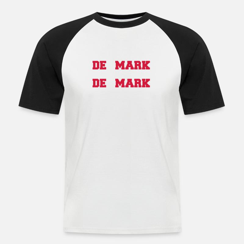 Denmark Danmark Flag Logo - Männer Baseball-T-Shirt - Weiß/Schwarz
