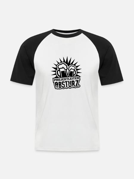 Projektleiter Absturz - Männer Baseball-T-Shirt - Weiß/Schwarz