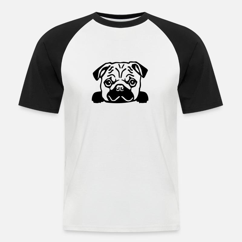 Mops - Männer Baseball-T-Shirt - Weiß/Schwarz
