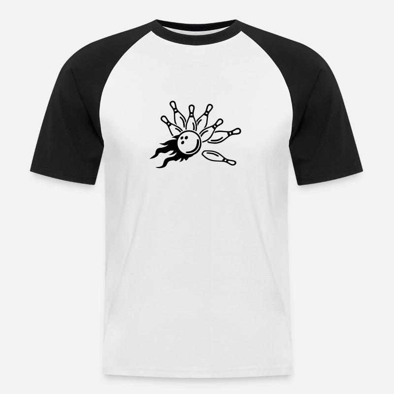 Bowling - Männer Baseball-T-Shirt - Weiß/Schwarz