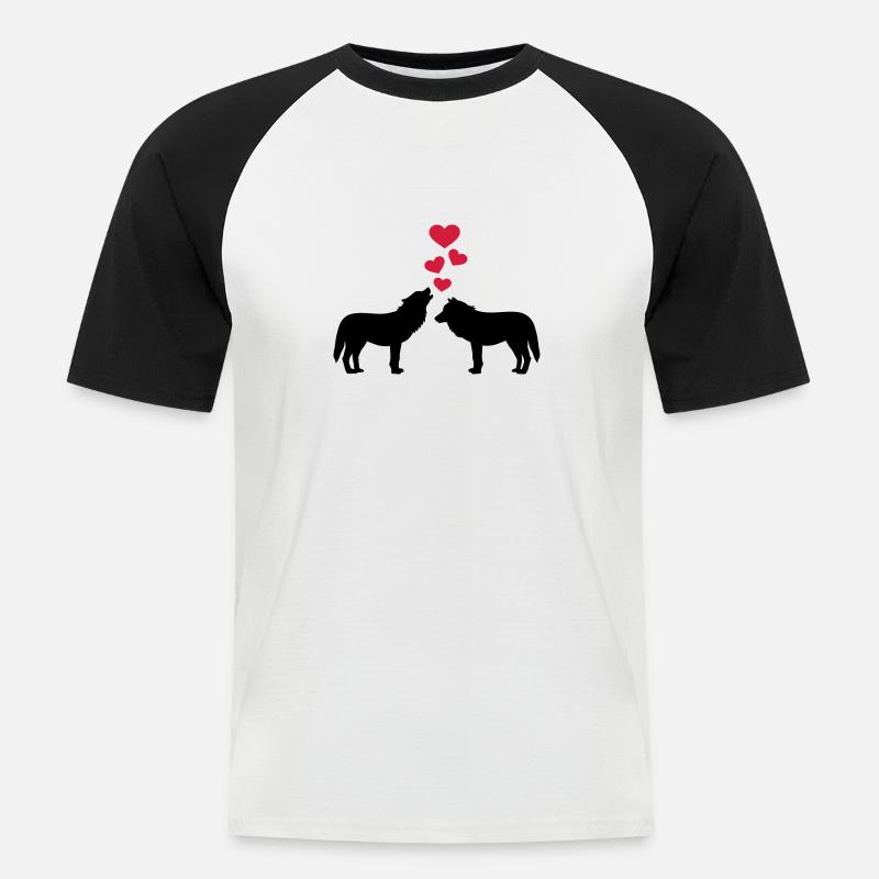 Wölfe - Männer Baseball-T-Shirt - Weiß/Schwarz