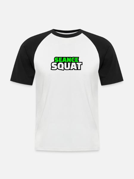 séance squat - T-shirt baseball manches courtes Homme - blanc/noir
