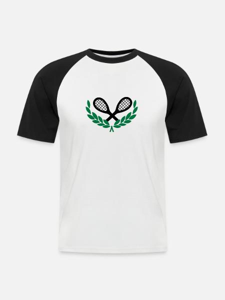 Tennis - Männer Baseball-T-Shirt - Weiß/Schwarz
