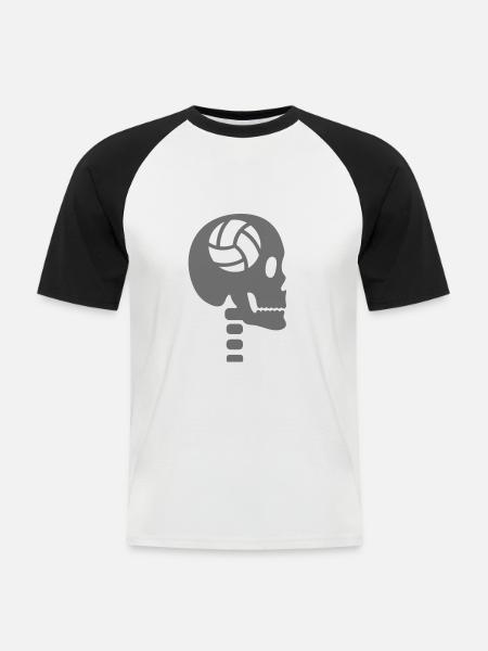 Volleyball i hovedet - Kortærmet herre-baseballshirt - hvid/sort