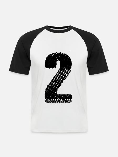 2 Number jersey - Men's Baseball T-Shirt - white/black