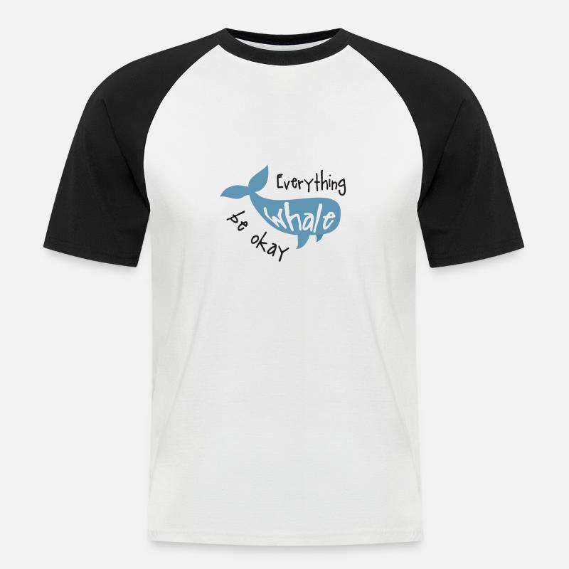 Wal - Männer Baseball-T-Shirt - Weiß/Schwarz