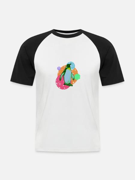 Pinguin Seevogel Südpol - Männer Baseball-T-Shirt - Weiß/Schwarz