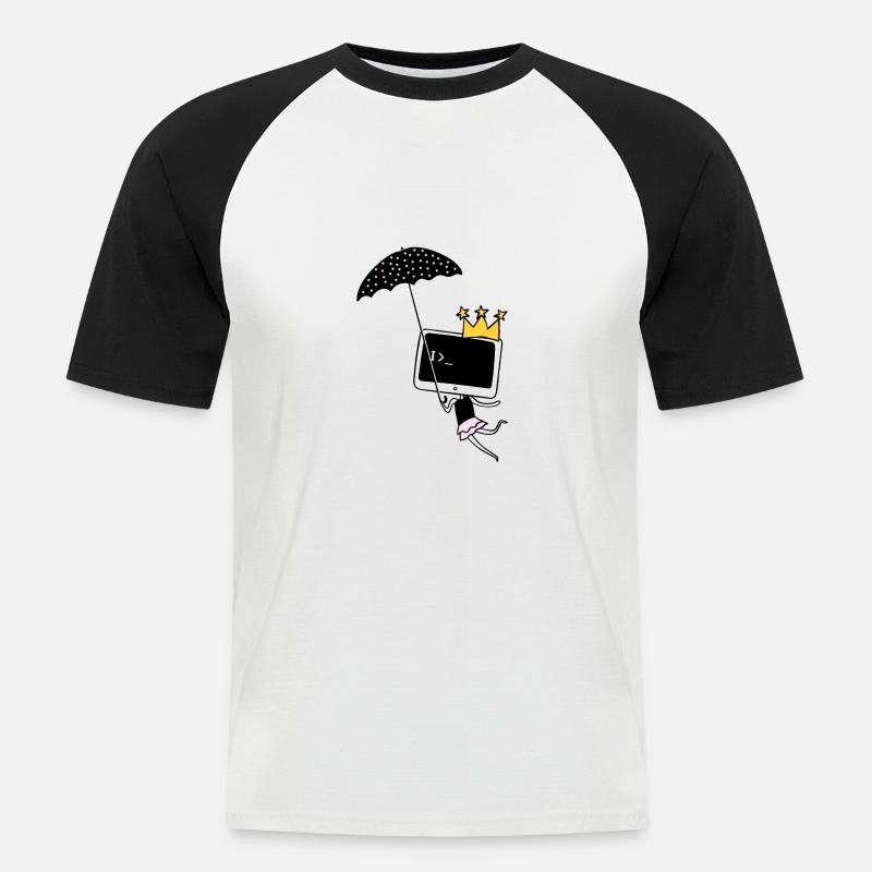 Coder shirt computer princess - Men's Baseball T-Shirt - white/black