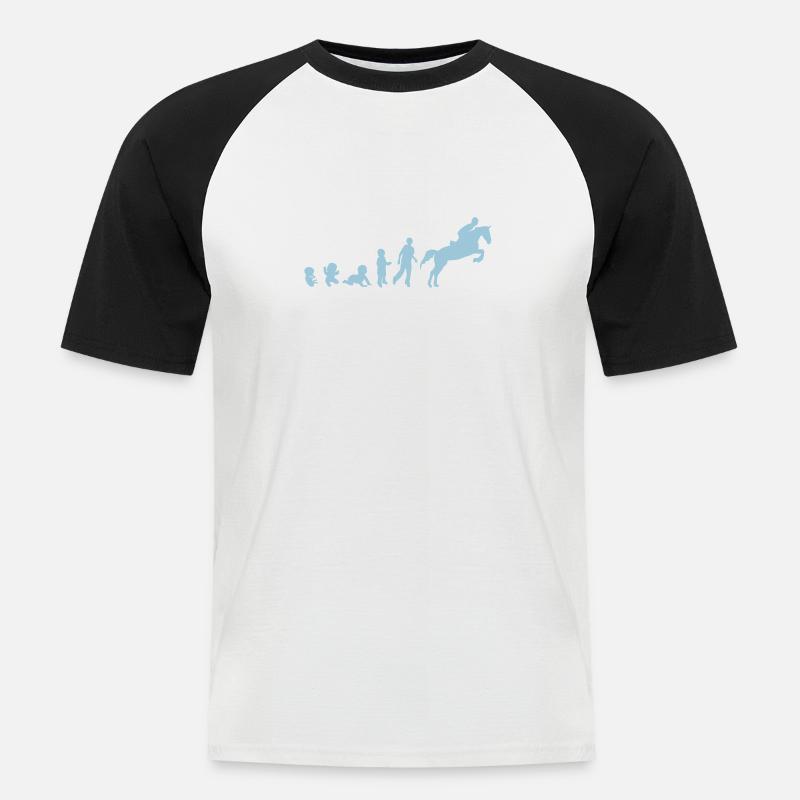 evolution equitation cheval3 obstacle sa - T-shirt baseball manches courtes Homme - blanc/noir