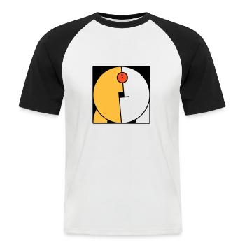 Pair 2, combinable with partner motif - Men's Baseball T-Shirt - white/black - Front - Nik (191cm)