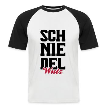 schniedelwutz penis lustig - Männer Baseball-T-Shirt - Weiß/Schwarz - Vorne - Nik (191cm)