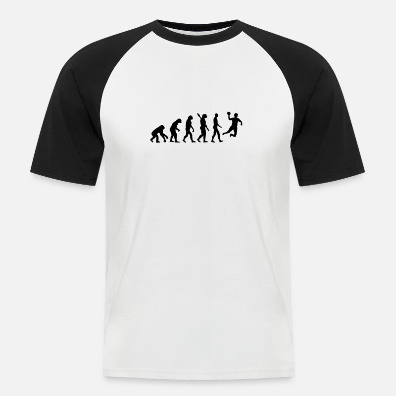 Evolution Handball - Männer Baseball-T-Shirt - Weiß/Schwarz