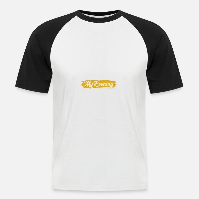 Wein Winzer Alkohol Geschenk · Abendtraining - Männer Baseball-T-Shirt - Weiß/Schwarz