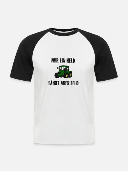 Traktor - Männer Baseball-T-Shirt - Weiß/Schwarz