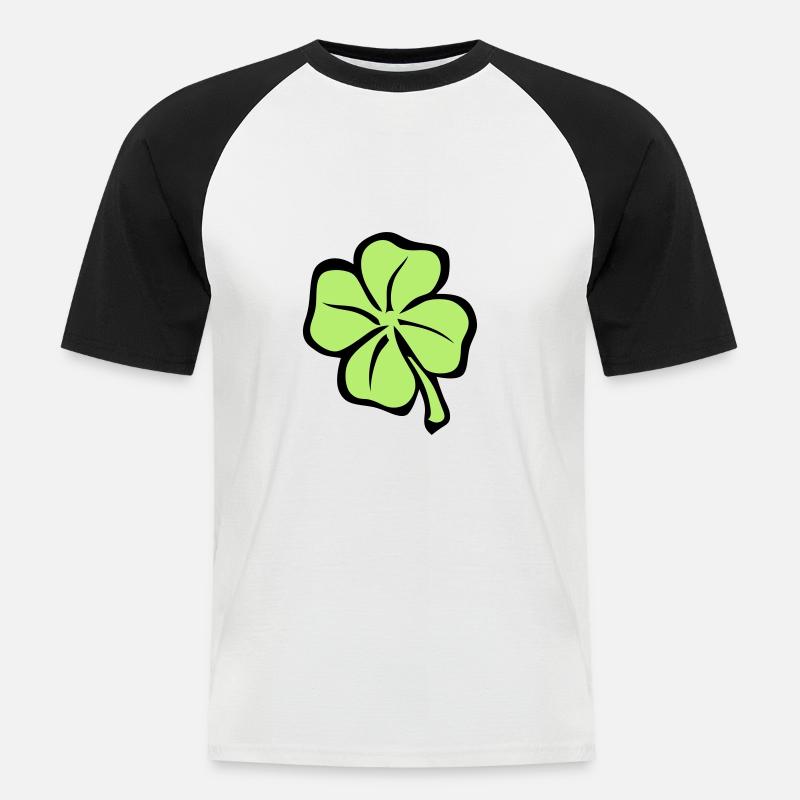 Klee 4 Glücksblatt 1 - Männer Baseball-T-Shirt - Weiß/Schwarz