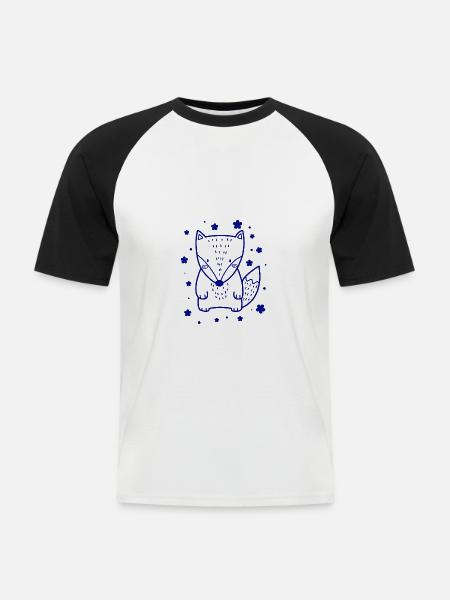 kleiner süßer Fuchs - Männer Baseball-T-Shirt - Weiß/Schwarz