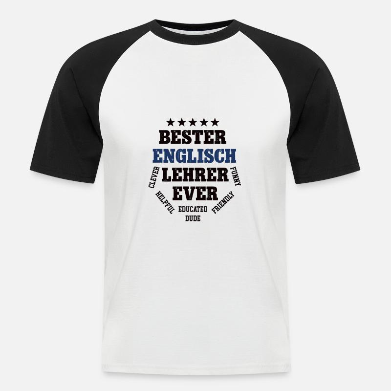 Bester Englisch Lehrer English Englischlehrer - Männer Baseball-T-Shirt - Weiß/Schwarz