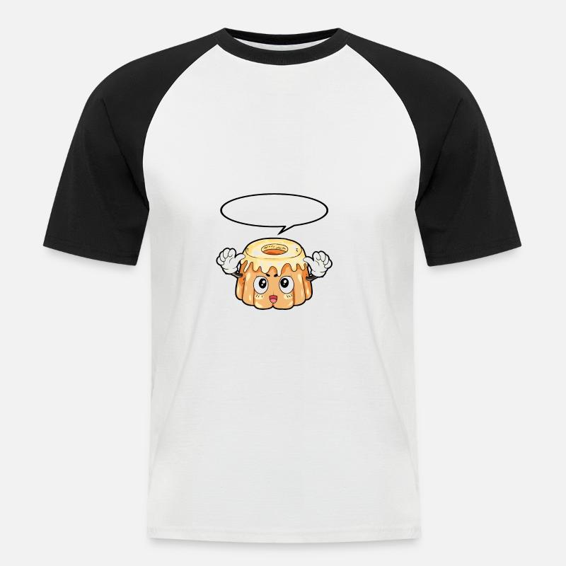 Pudding Essen Feinschmecker Geschenk - Männer Baseball-T-Shirt - Weiß/Schwarz