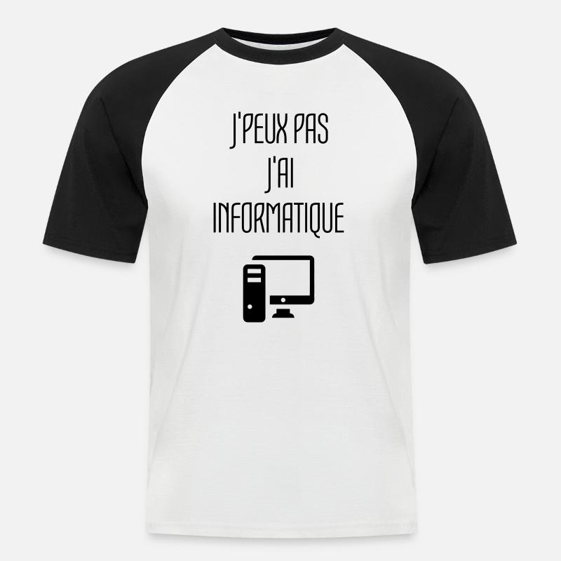 Computer / Informatiker / Aussenseiter / Ingenieur - Männer Baseball-T-Shirt - Weiß/Schwarz