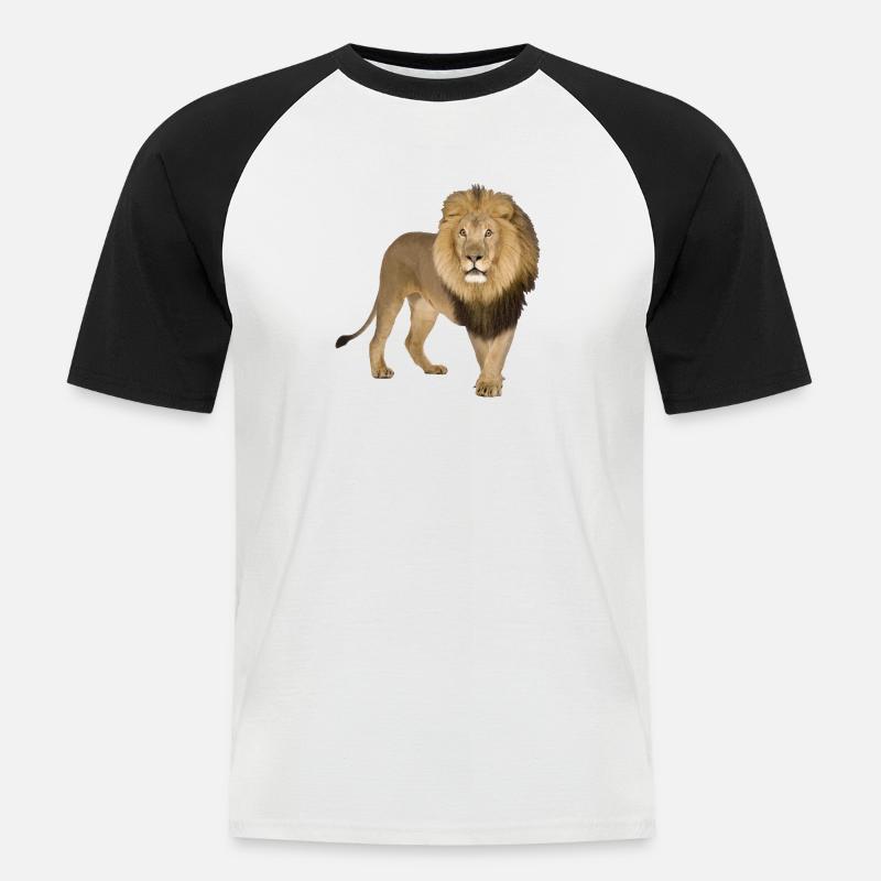 Löwe - Männer Baseball-T-Shirt - Weiß/Schwarz