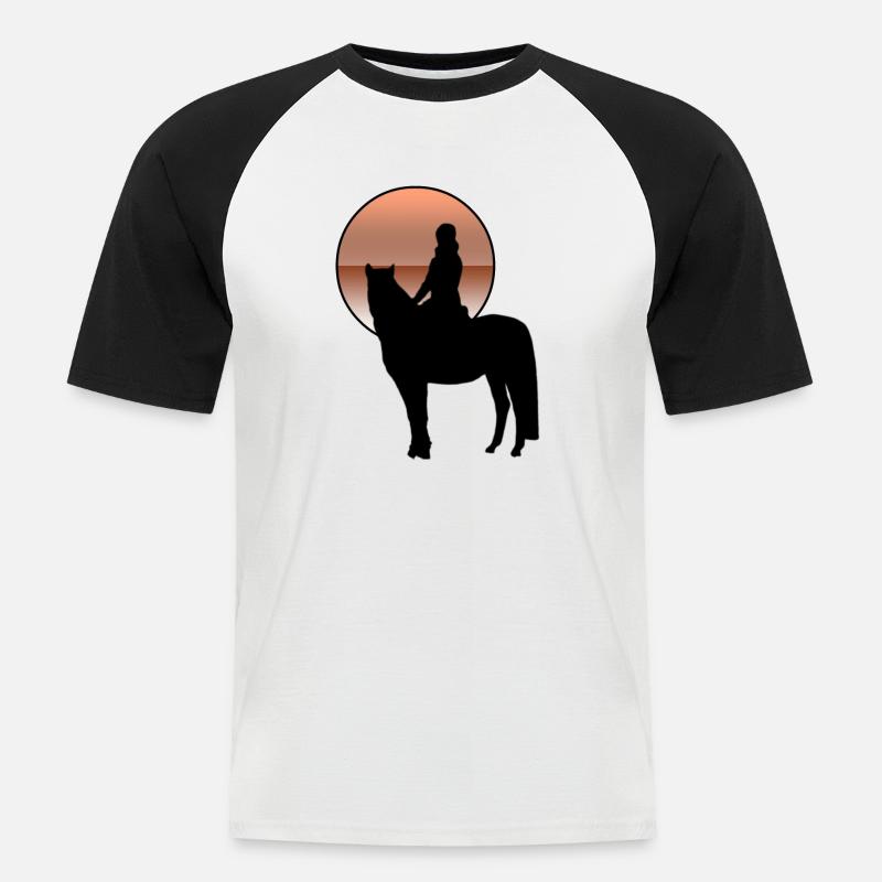 Pferd - Männer Baseball-T-Shirt - Weiß/Schwarz