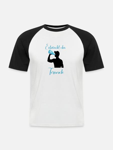 Entzündet den Tornado - Männer Baseball-T-Shirt - Weiß/Schwarz